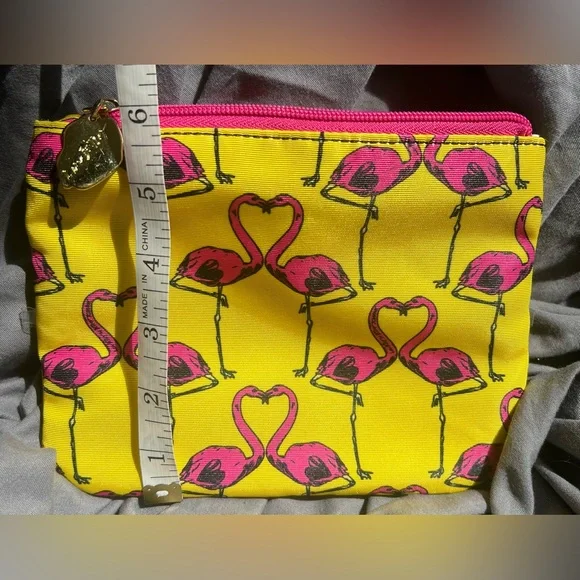 Betsey Johnson Flamingo 2 piece Cosmetic Makeup Bag Set - Picture 4 of 7